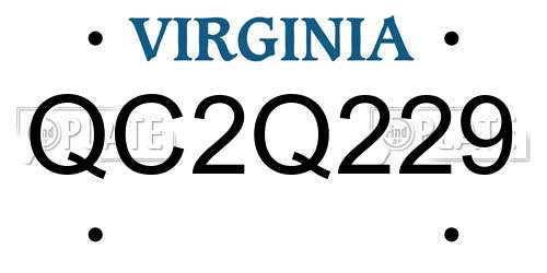 QC2Q229 Virginia License Plate