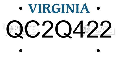 QC2Q422 Virginia License Plate