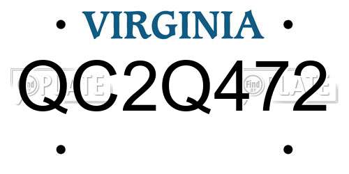 QC2Q472 Virginia License Plate