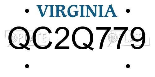 QC2Q779 Virginia License Plate