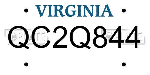 QC2Q844 Virginia License Plate