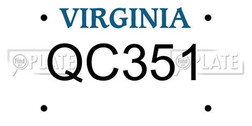 QC351 Virginia License Plate