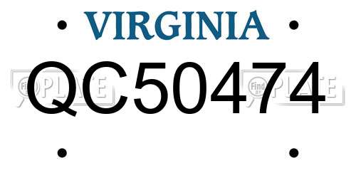 QC50474 Virginia License Plate