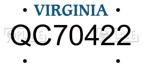 QC70422 Virginia License Plate