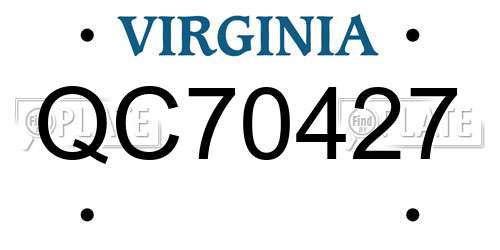 QC70427 Virginia License Plate