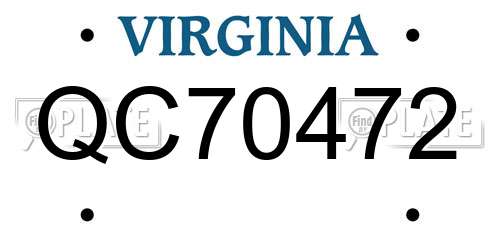 QC70472 Virginia License Plate
