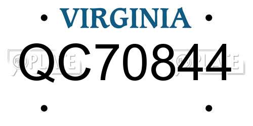 QC70844 Virginia License Plate