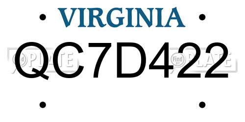QC7D422 Virginia License Plate
