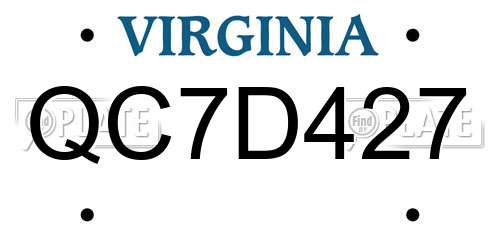 QC7D427 Virginia License Plate