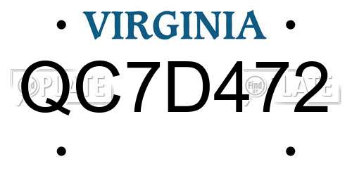 QC7D472 Virginia License Plate