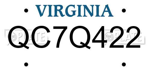 QC7Q422 Virginia License Plate
