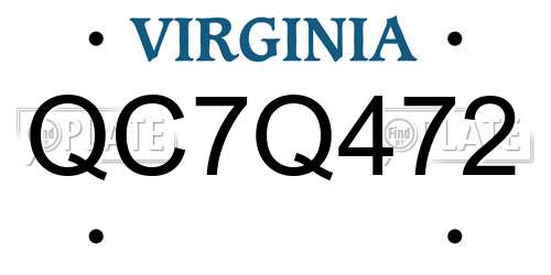 QC7Q472 Virginia License Plate
