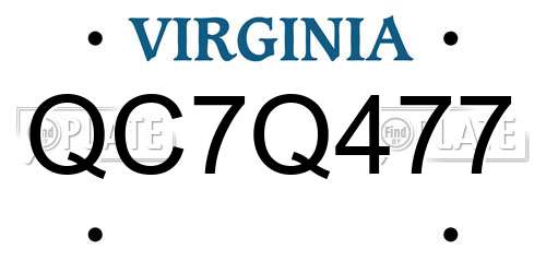 QC7Q477 Virginia License Plate