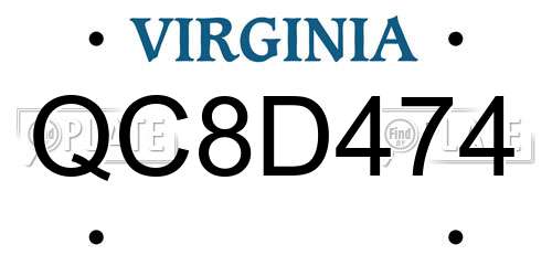 QC8D474 Virginia License Plate