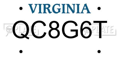 QC8G6T Virginia License Plate