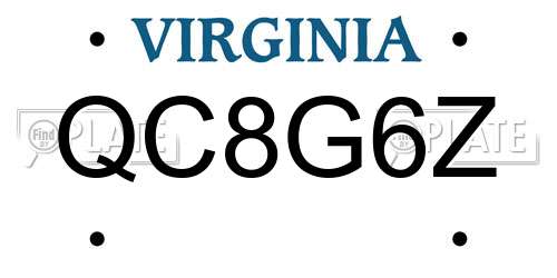 QC8G6Z Virginia License Plate