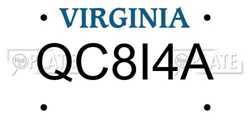 QC8I4A Virginia License Plate