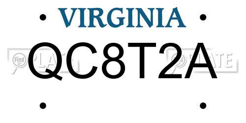 QC8T2A Virginia License Plate