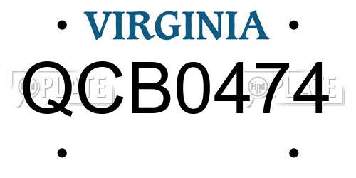 QCB0474 Virginia License Plate