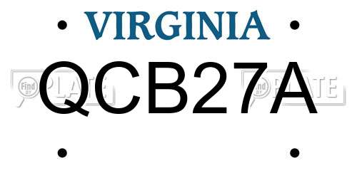 QCB27A Virginia License Plate