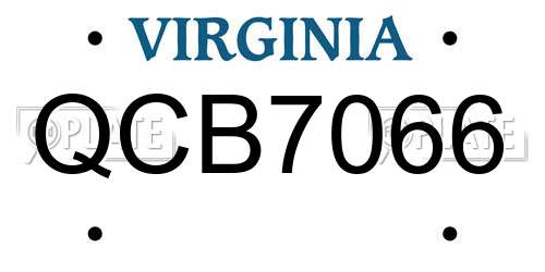 QCB7066 Virginia License Plate