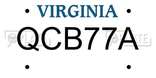 QCB77A Virginia License Plate