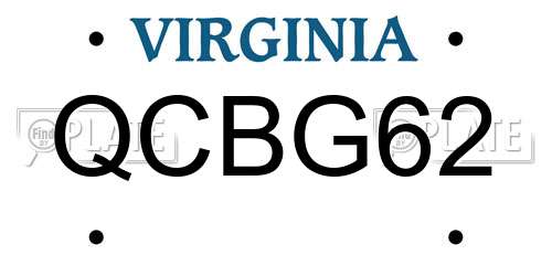 QCBG62 Virginia License Plate