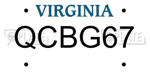 QCBG67 Virginia License Plate