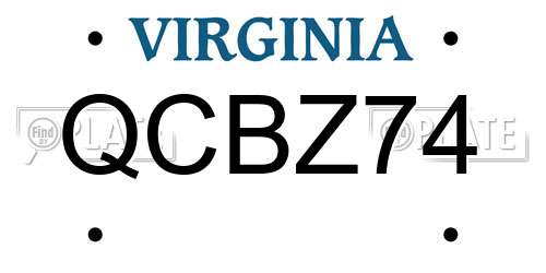 QCBZ74 Virginia License Plate