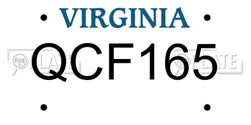 QCF165 Virginia License Plate