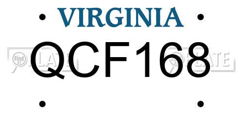 QCF168 Virginia License Plate