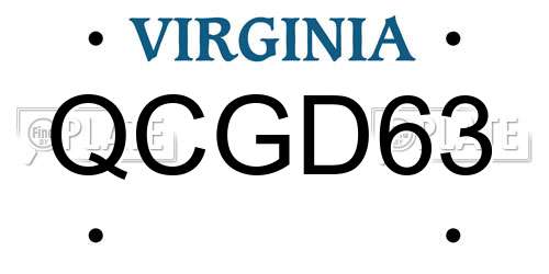 QCGD63 Virginia License Plate