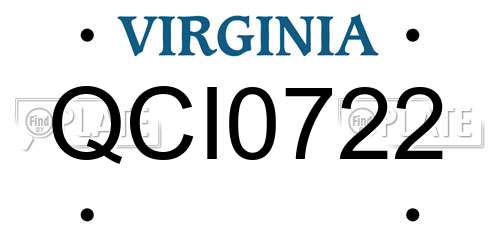 QCI0722 Virginia License Plate