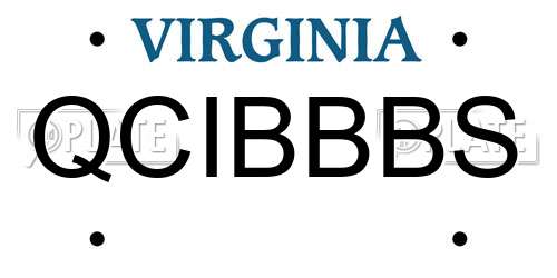 QCIBBBS Virginia License Plate