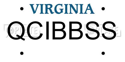 QCIBBSS Virginia License Plate