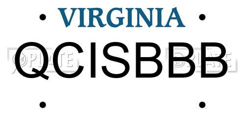 QCISBBB Virginia License Plate