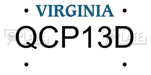 QCP13D Virginia License Plate
