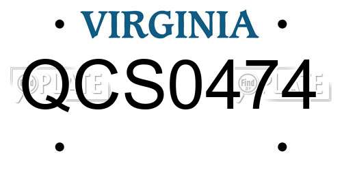QCS0474 Virginia License Plate