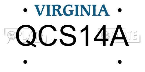 QCS14A Virginia License Plate