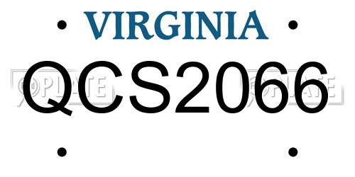 QCS2066 Virginia License Plate
