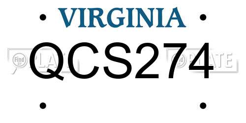 QCS274 Virginia License Plate