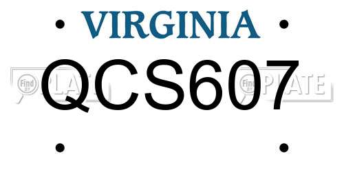 QCS607 Virginia License Plate