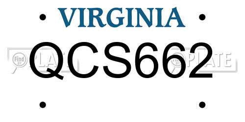 QCS662 Virginia License Plate