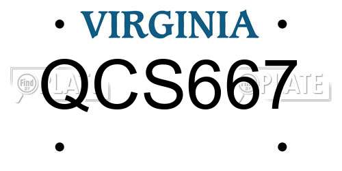 QCS667 Virginia License Plate