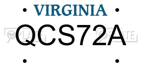 QCS72A Virginia License Plate