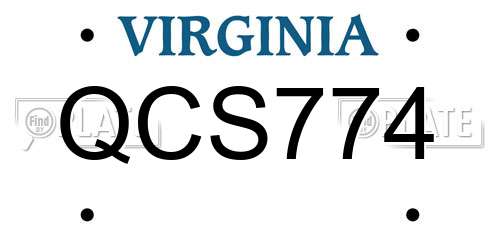 QCS774 Virginia License Plate