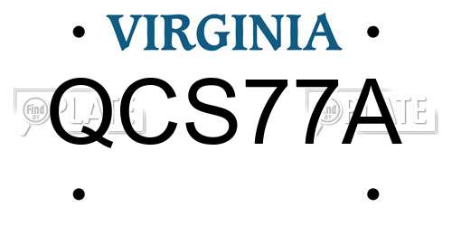 QCS77A Virginia License Plate