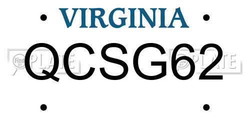 QCSG62 Virginia License Plate