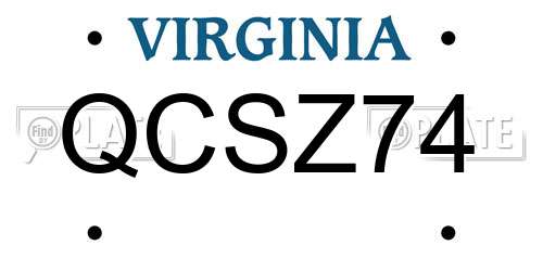 QCSZ74 Virginia License Plate