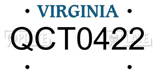 QCT0422 Virginia License Plate